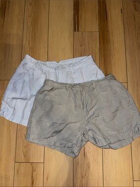 Set of 2 Calvin Klein Women’s Linen Blend Shorts Size 2 Light Blue&Khaki/Gray
